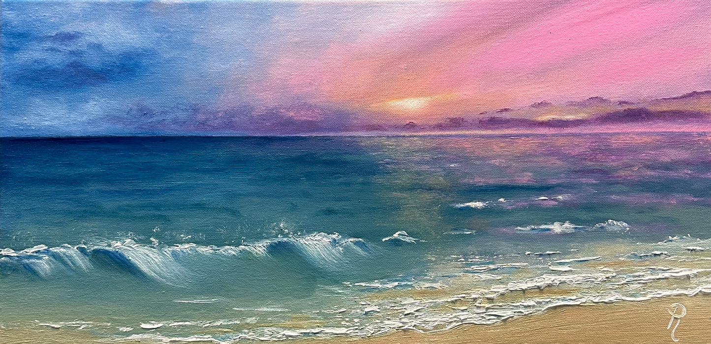 Pink Sunset Oil Painting