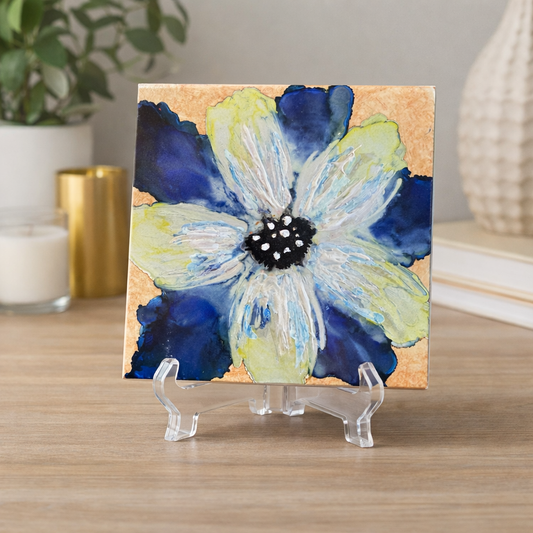 Twilight Bloom Ceramic Tile Art