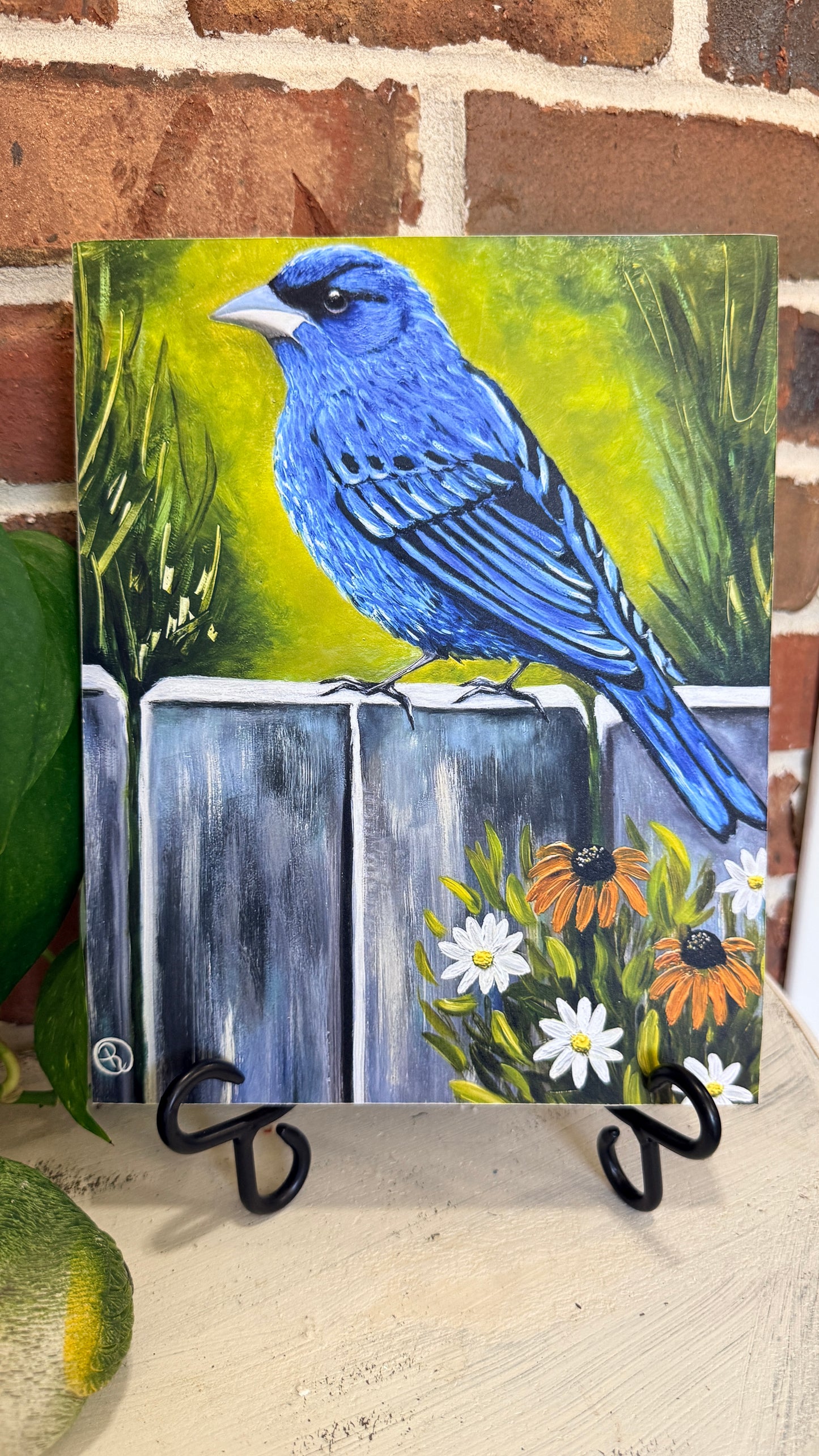 Indigo Charm Art Print on Cradled Wood Panel