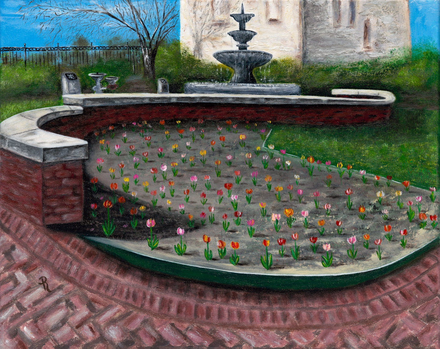 The Musgrove Fountain in Prattville, Alabama Acrylic Painting