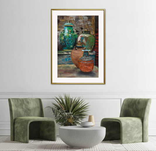 Chipped And Charming Moroccan Pottery Art Print