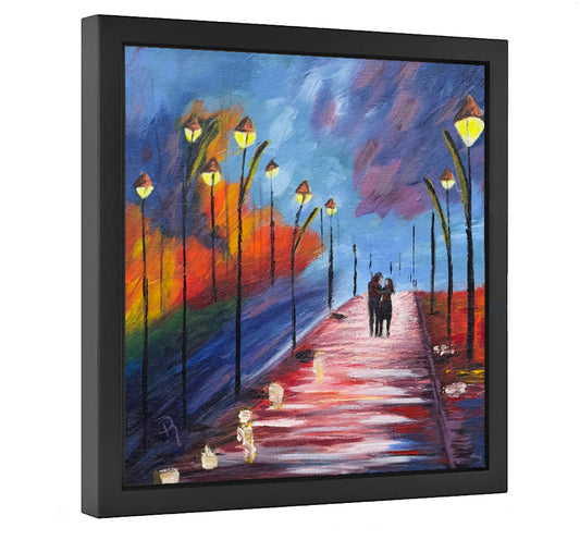 Street Light Romance Abstract Acrylic Painting