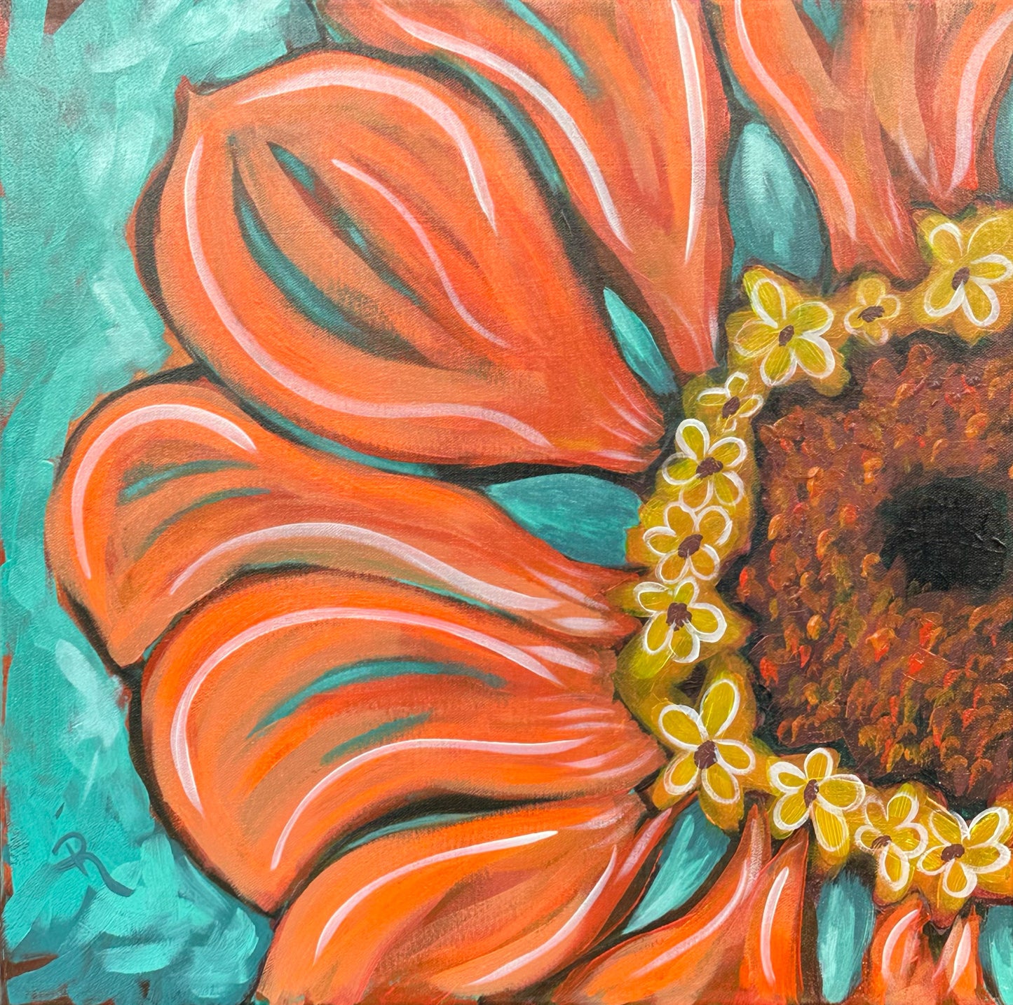 The Simple Zinnia Flower Acrylic Painting