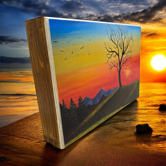 Sunset Solitude Art Print on Cradled Wood Panel