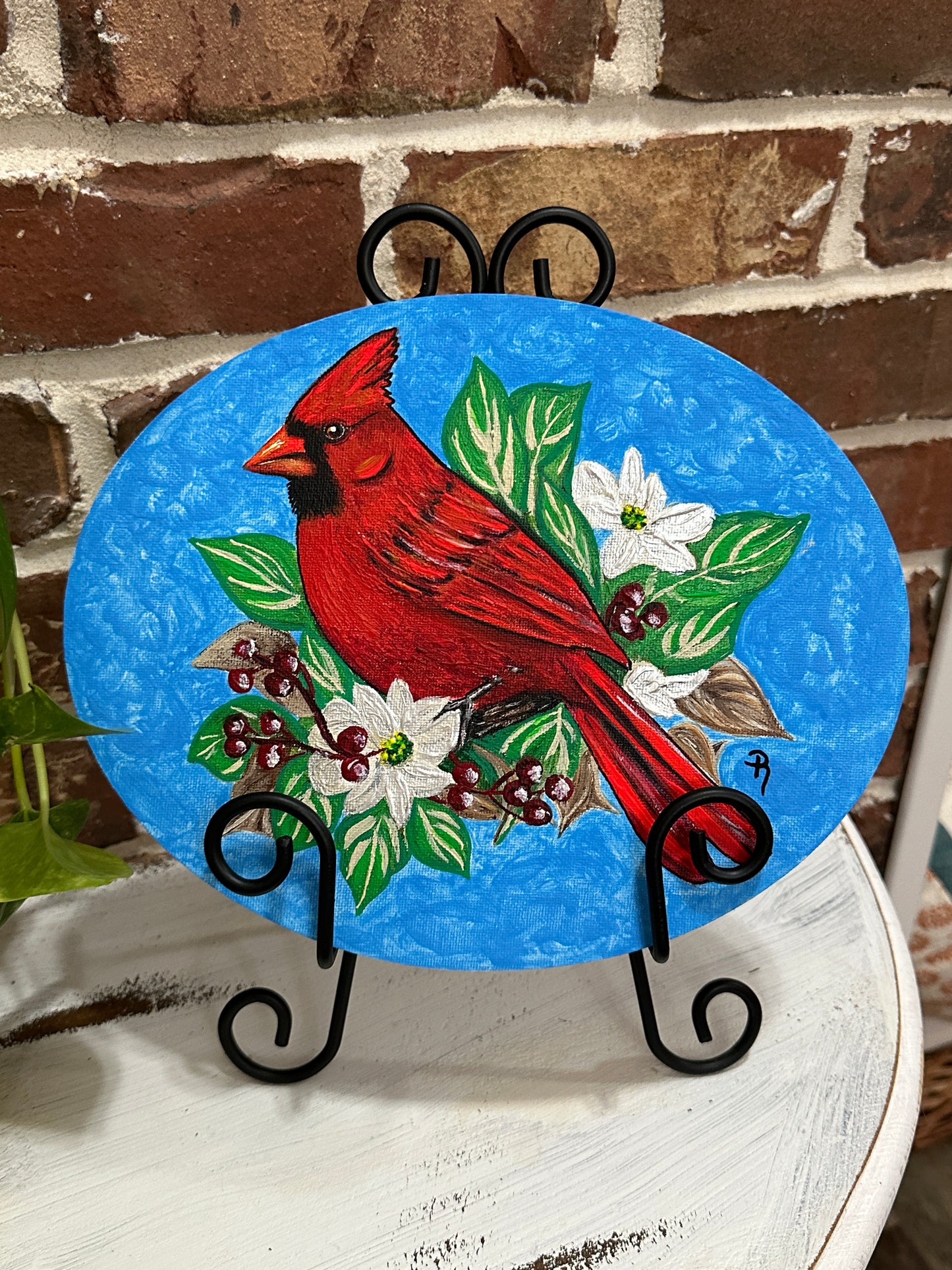 Blue Canopy Cardinal Acrylic Painting