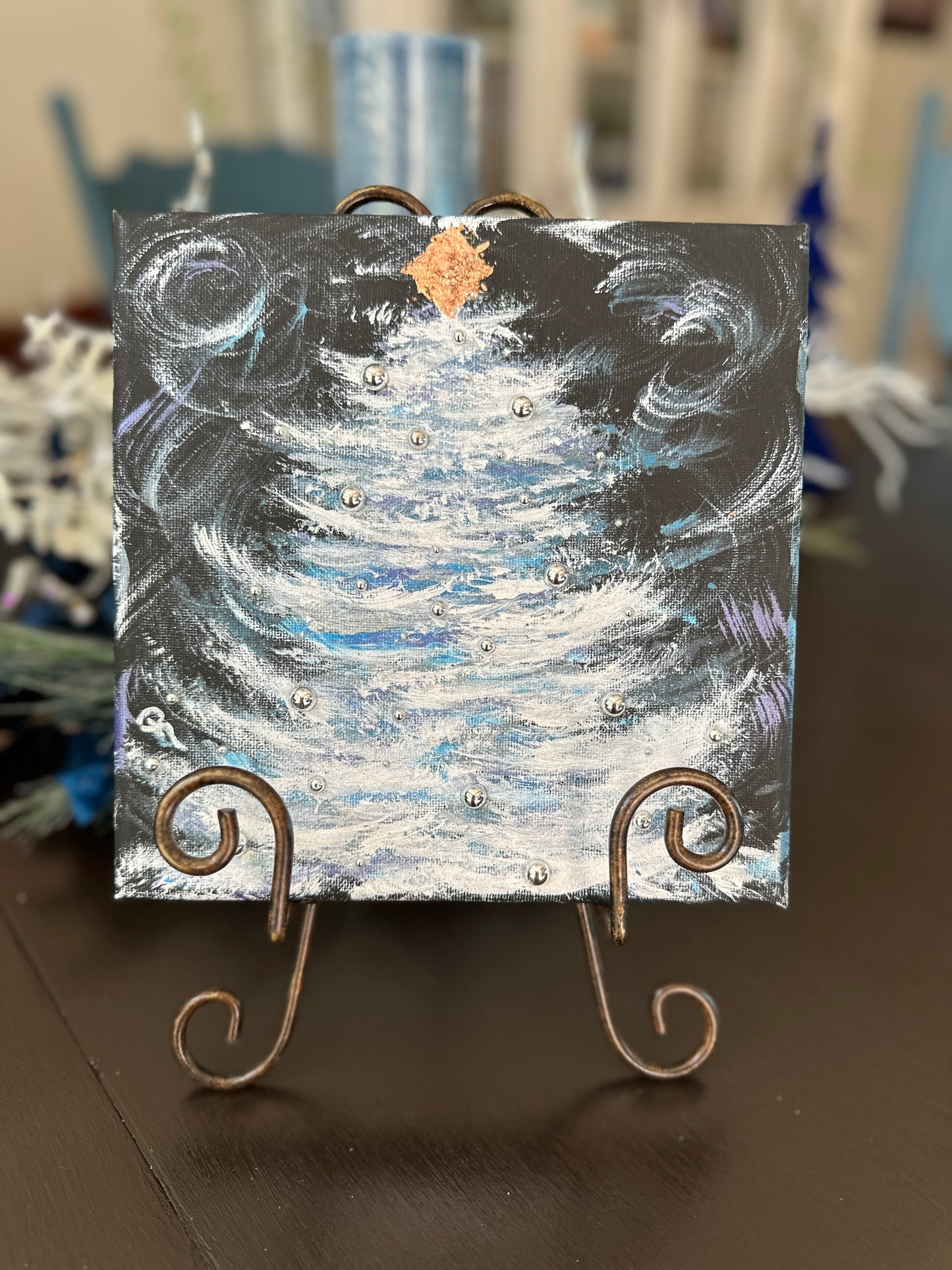 Whimsical Silver Spruce Acrylic Painting