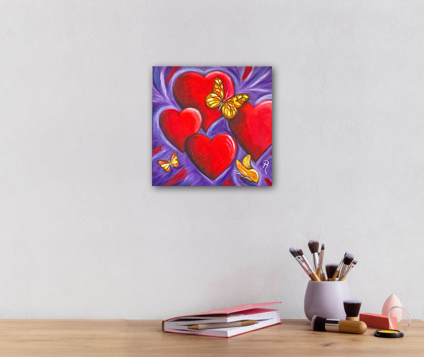 Hearts Aflutter Acrylic Painting