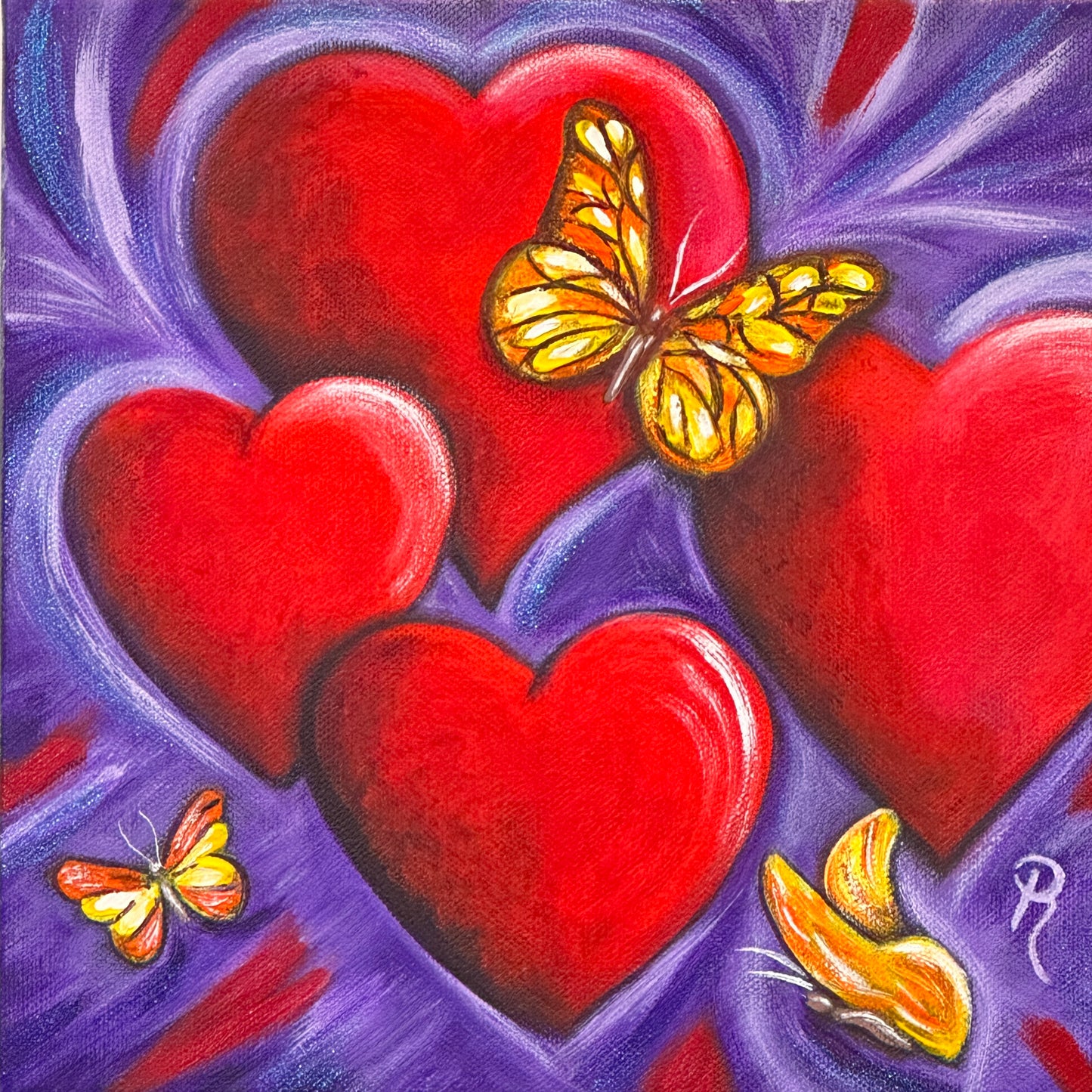 Hearts Aflutter Acrylic Painting