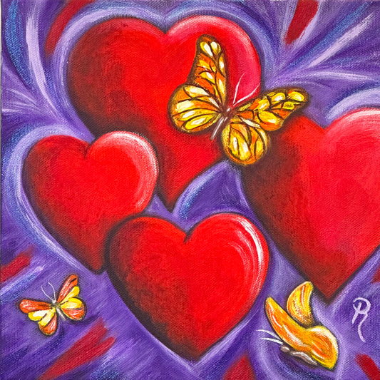 Hearts Aflutter Acrylic Painting