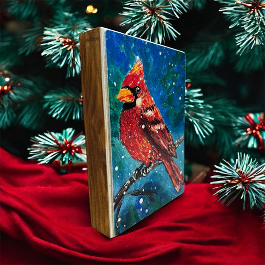 Misty Cardinal Art Print on Cradled Wood Panel