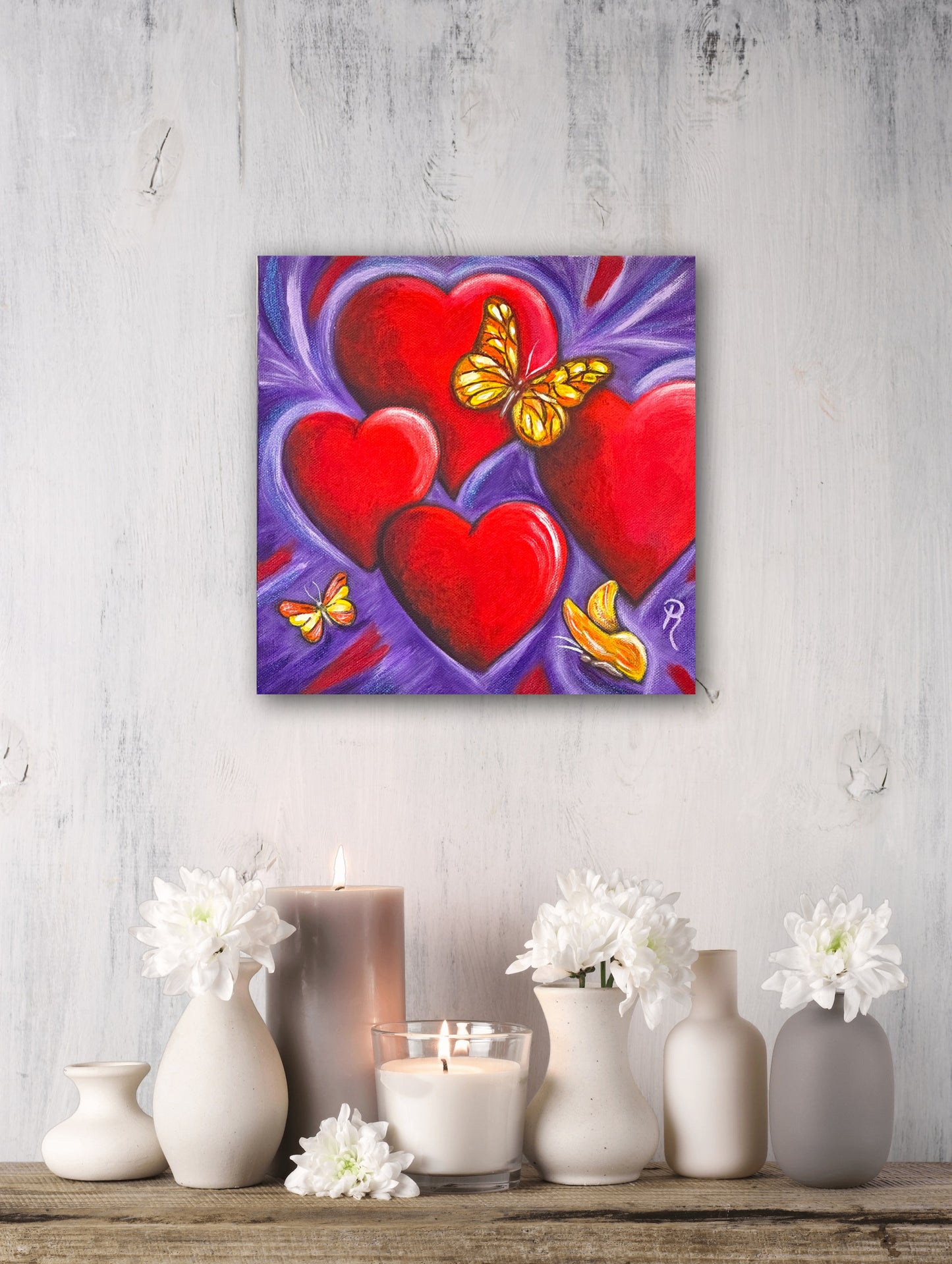 Hearts Aflutter Acrylic Painting