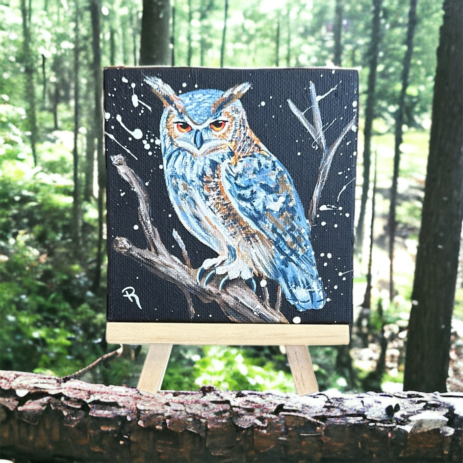 Winter Owl Acrylic Painting