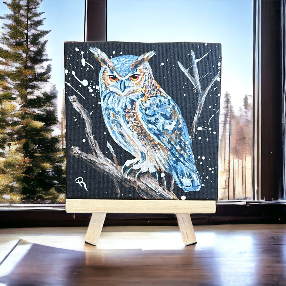 Winter Owl Acrylic Painting