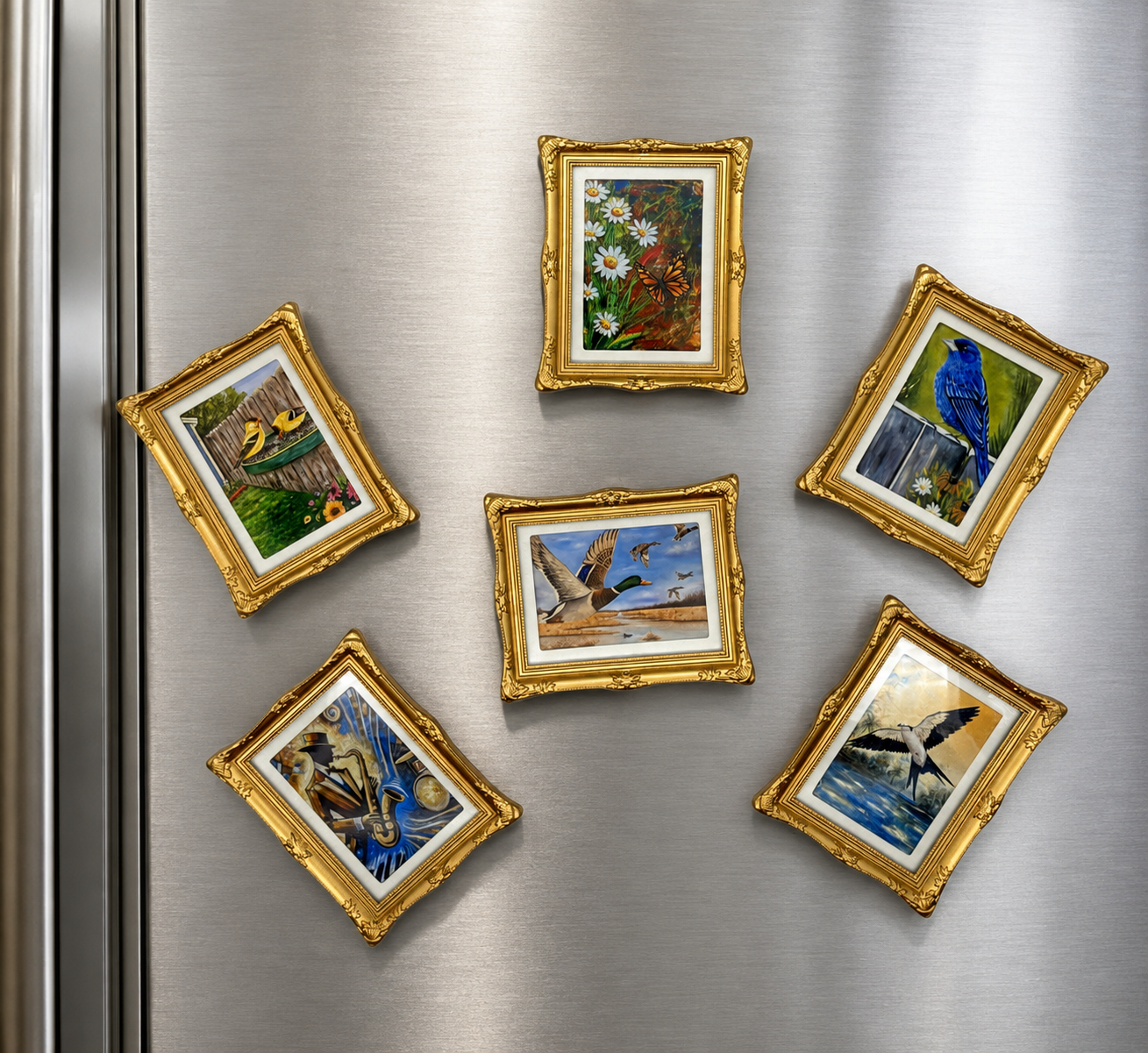 Mini Gold Framed Art Print Magnets