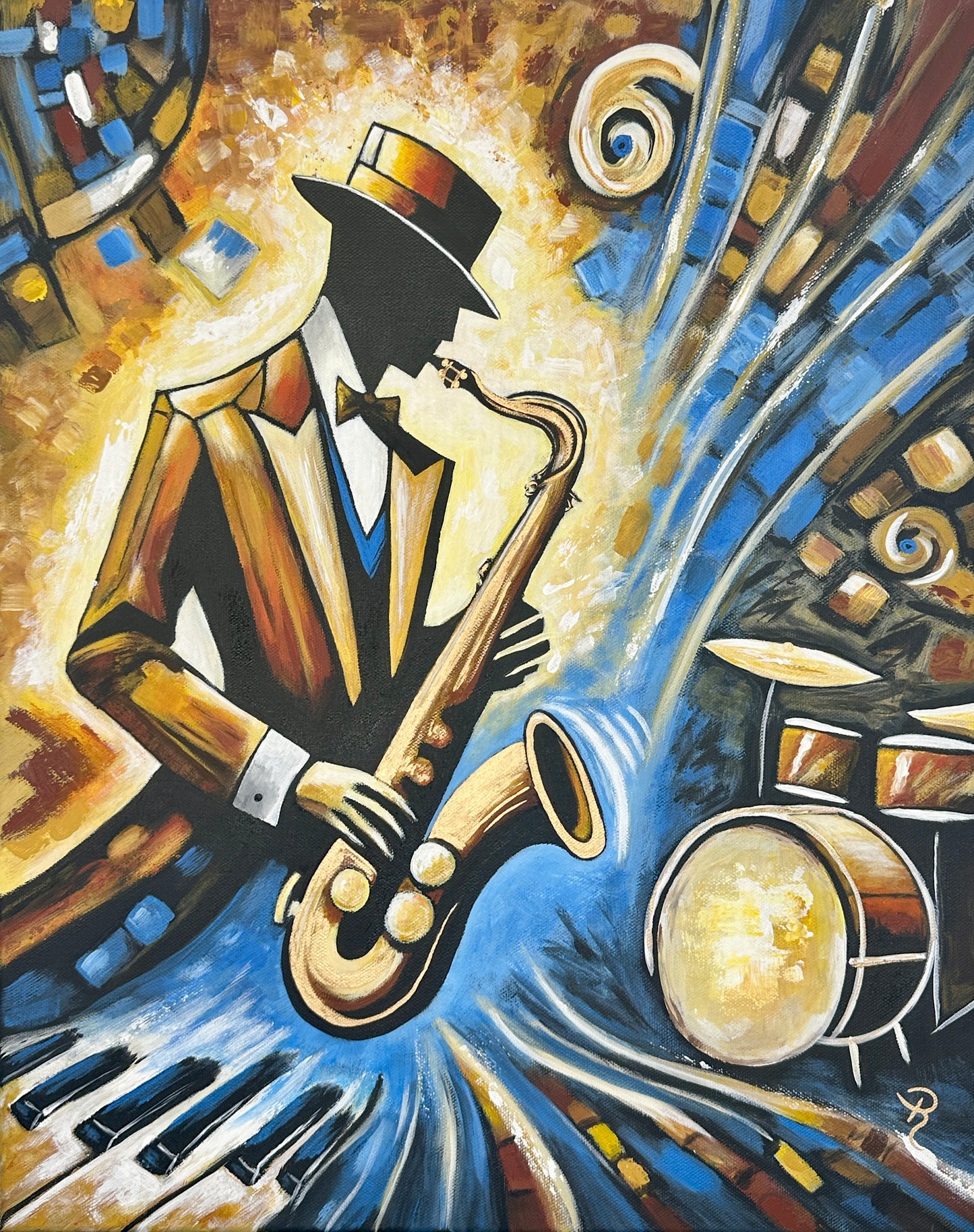 Bootleg Blues Acrylic Painting