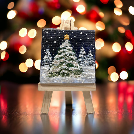 Christmas Tree Star Top Acrylic Painting