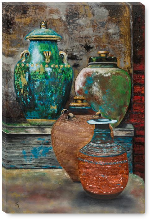 Chipped And Charming Moroccan Pottery Gallery Wrapped Canvas Print