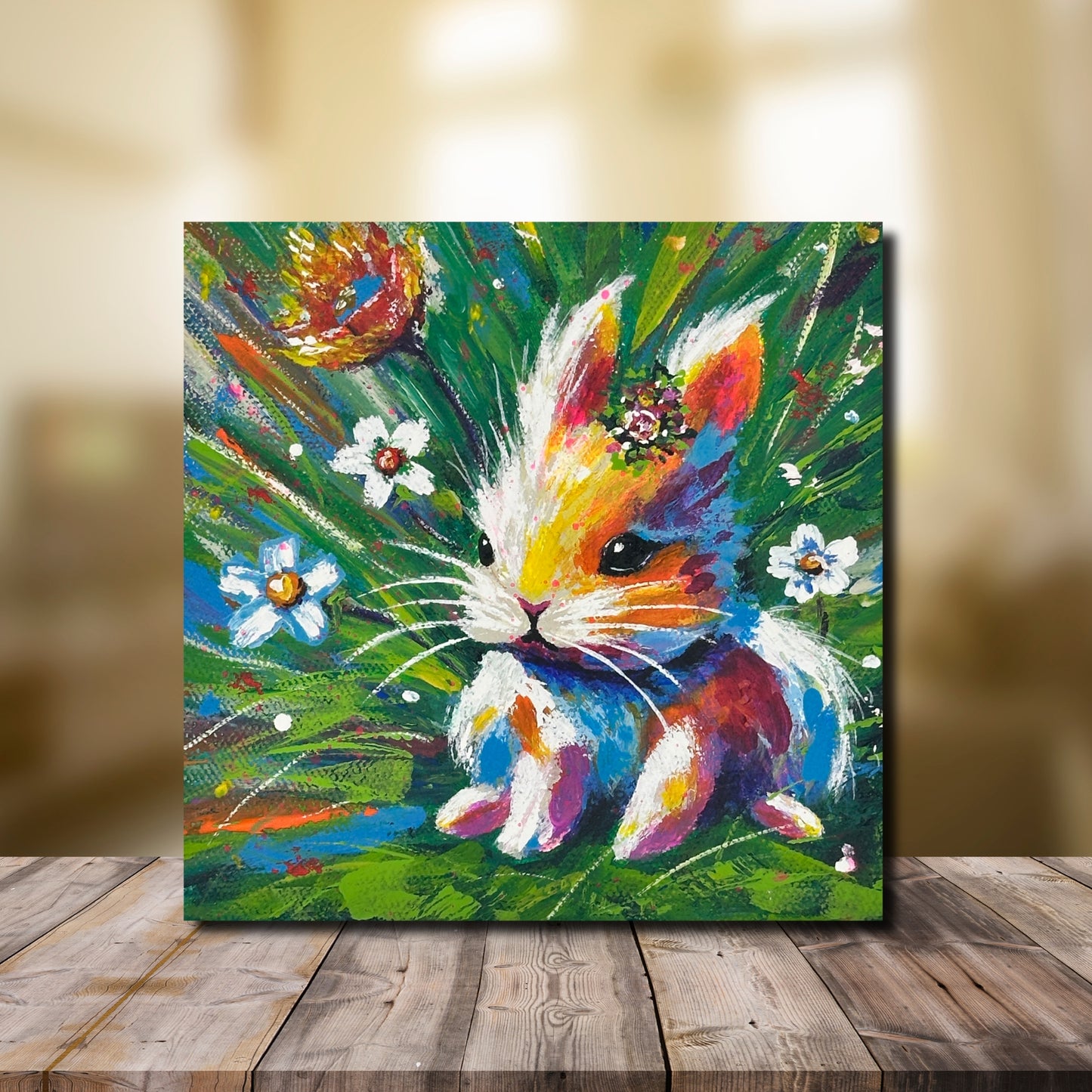 Colorburst Cottontail Acrylic Painting