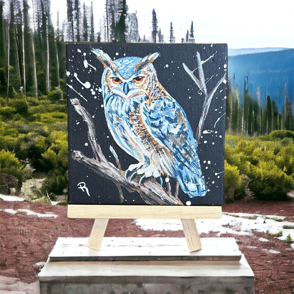 Winter Owl Acrylic Painting