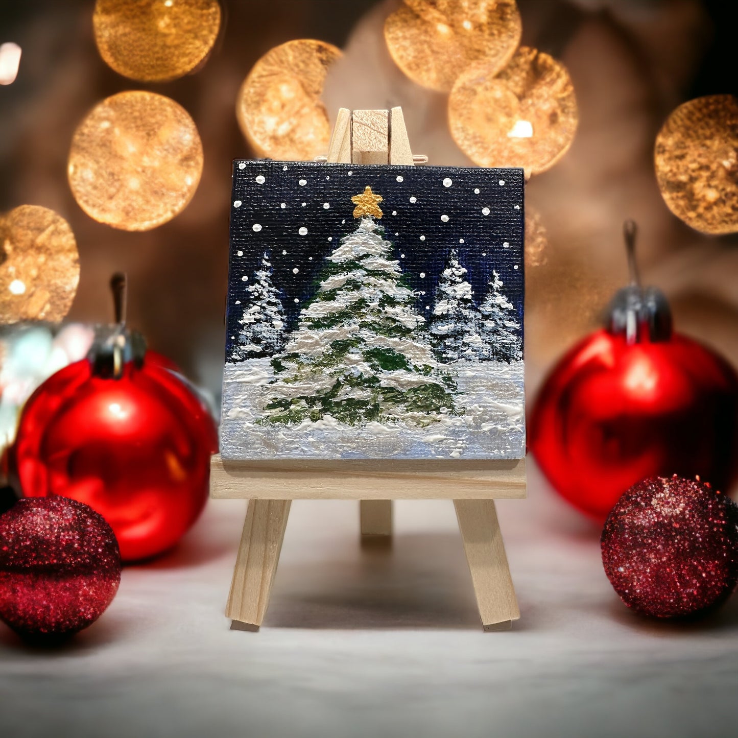 Christmas Tree Star Top Acrylic Painting