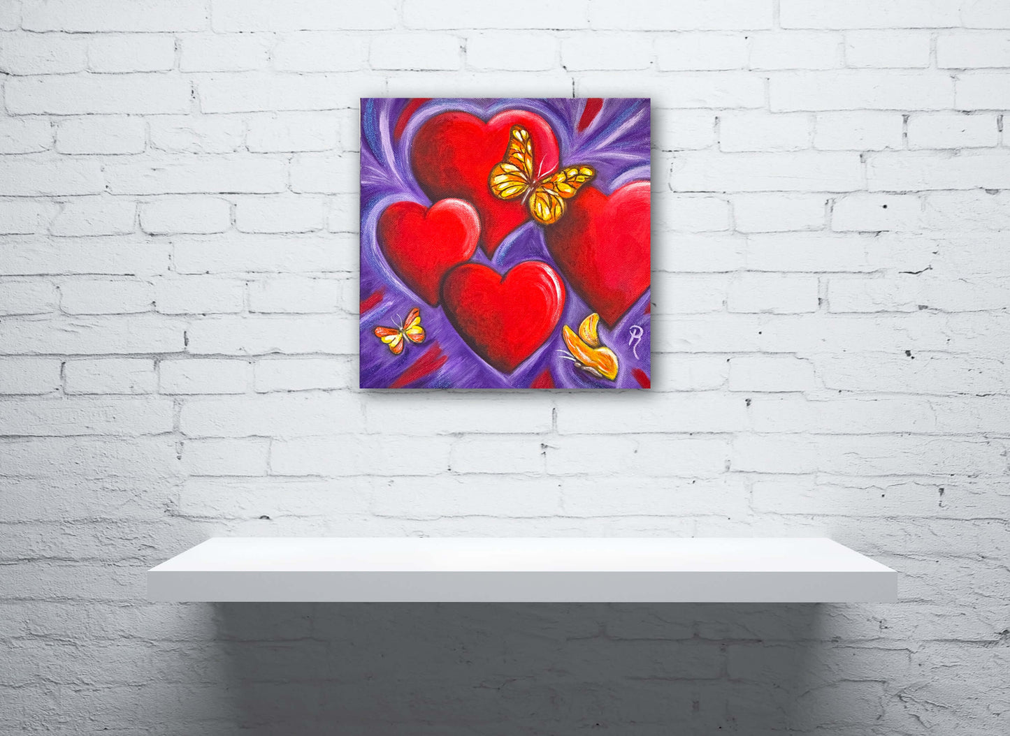 Hearts Aflutter Acrylic Painting