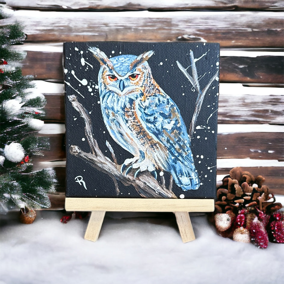 Winter Owl Acrylic Painting