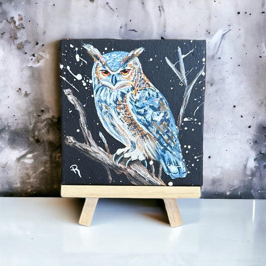 Winter Owl Acrylic Painting