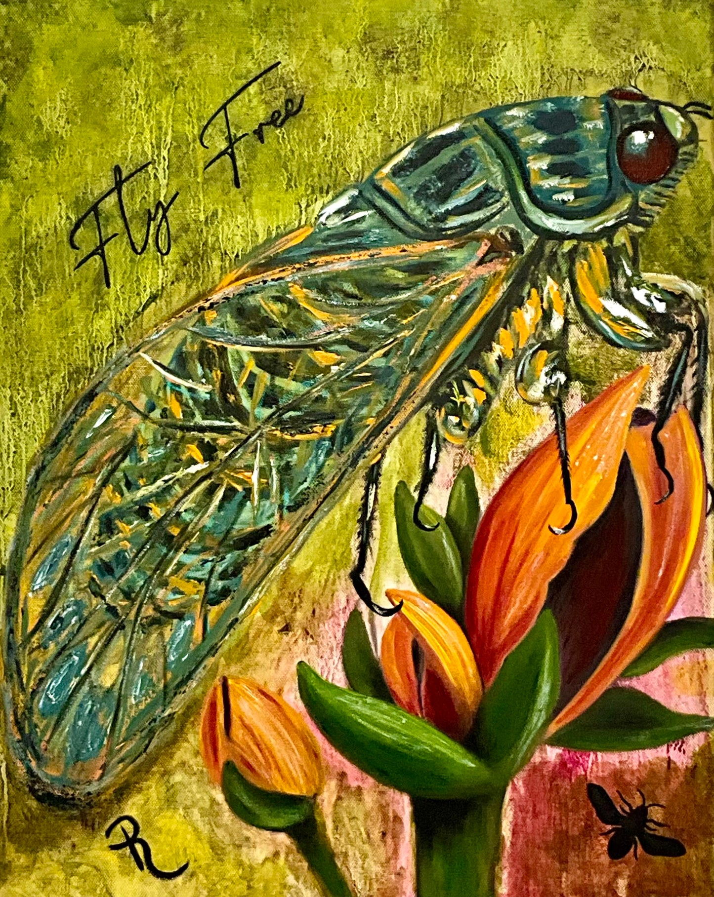 Fly Free Cicada Oil Painting