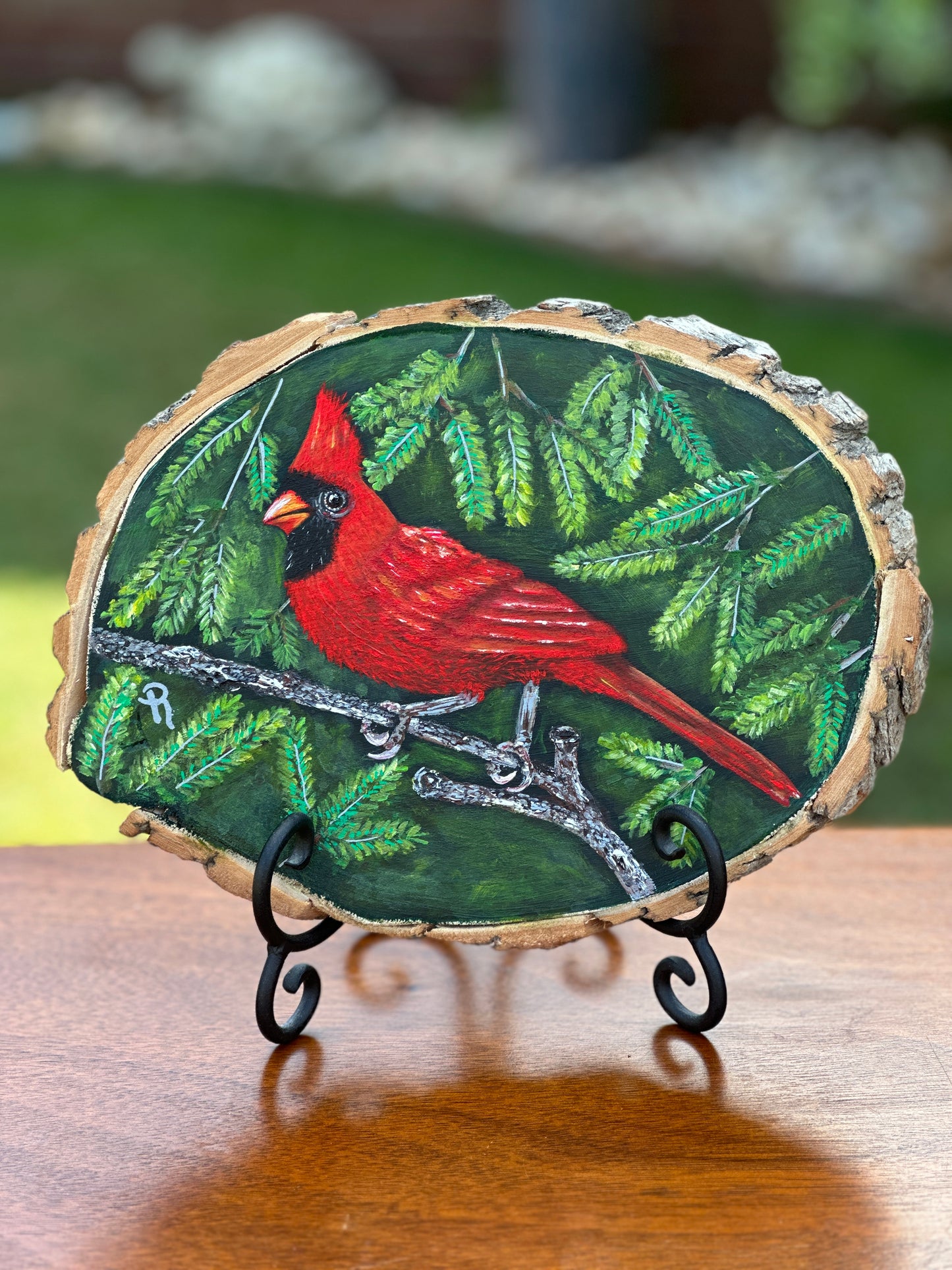 Cardinal in the Pines Acrylic Painting