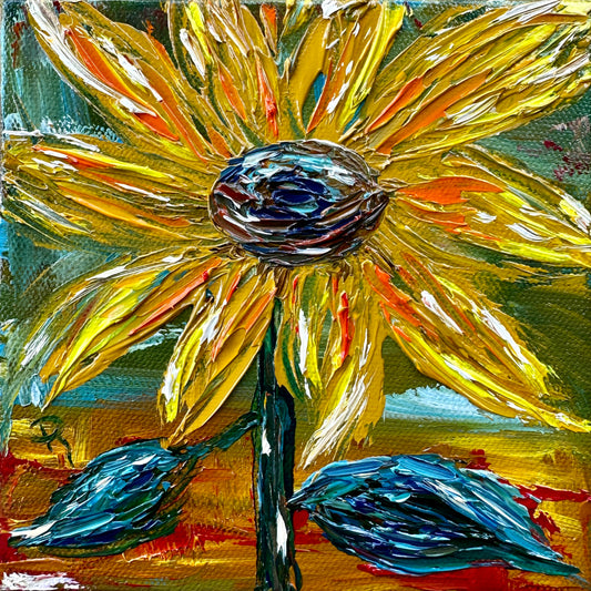 Solitude Sunflower Abstract Oil Painting