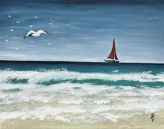 Sailboat Vista Acrylic Painting