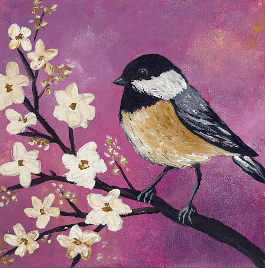 Chickadee Charm Acrylic Painting