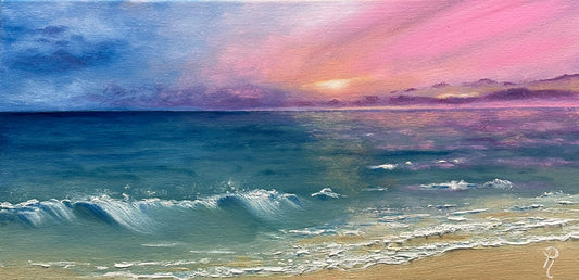 Pink Sunset Oil Painting