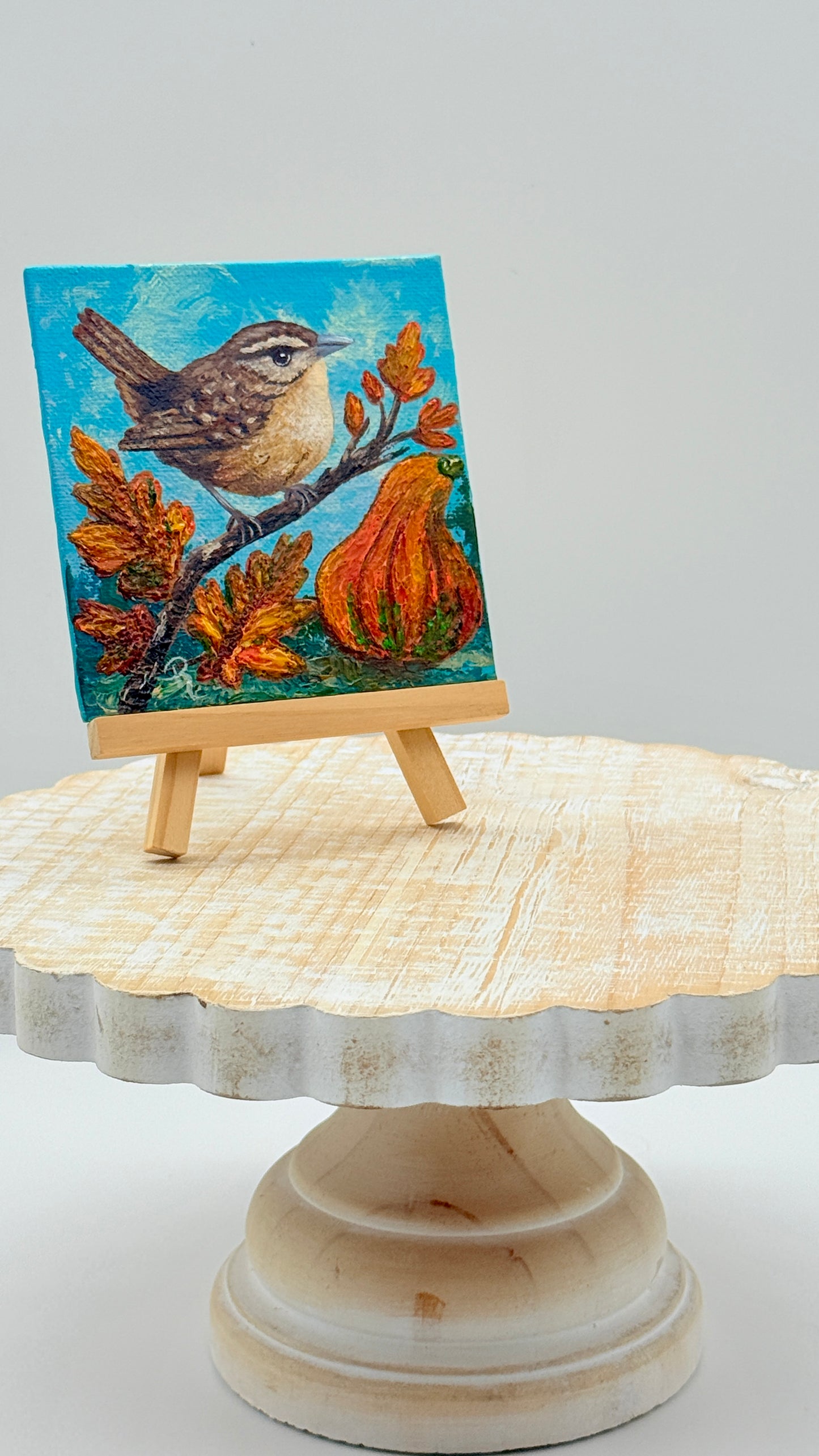 Autumn Wren Acrylic Painting