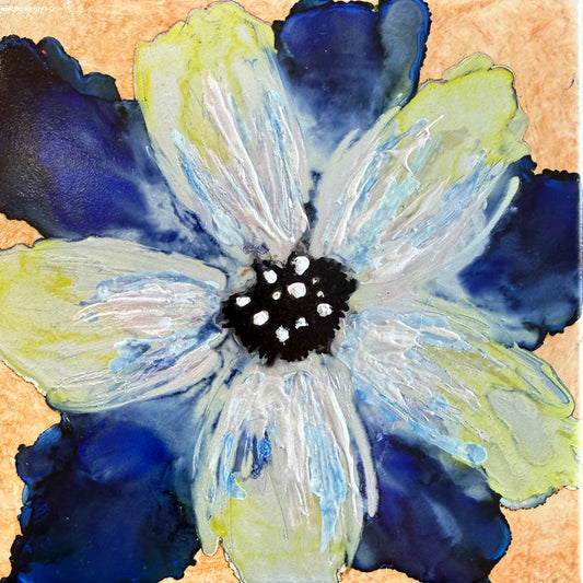 Twilight Bloom Ceramic Tile Art