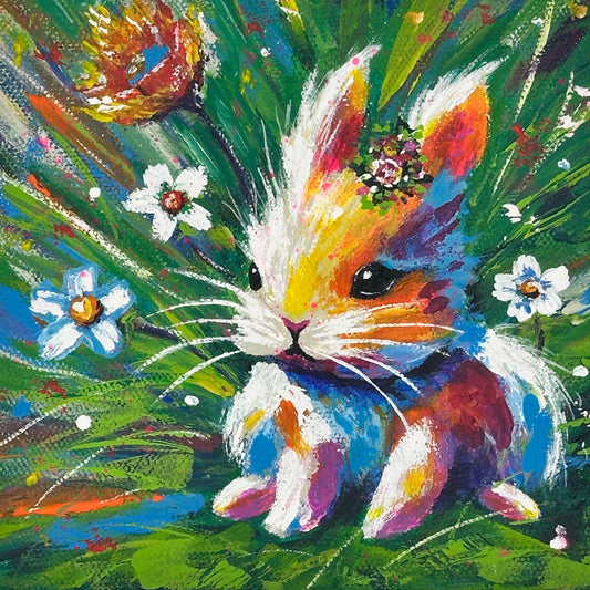 Colorburst Cottontail Acrylic Painting