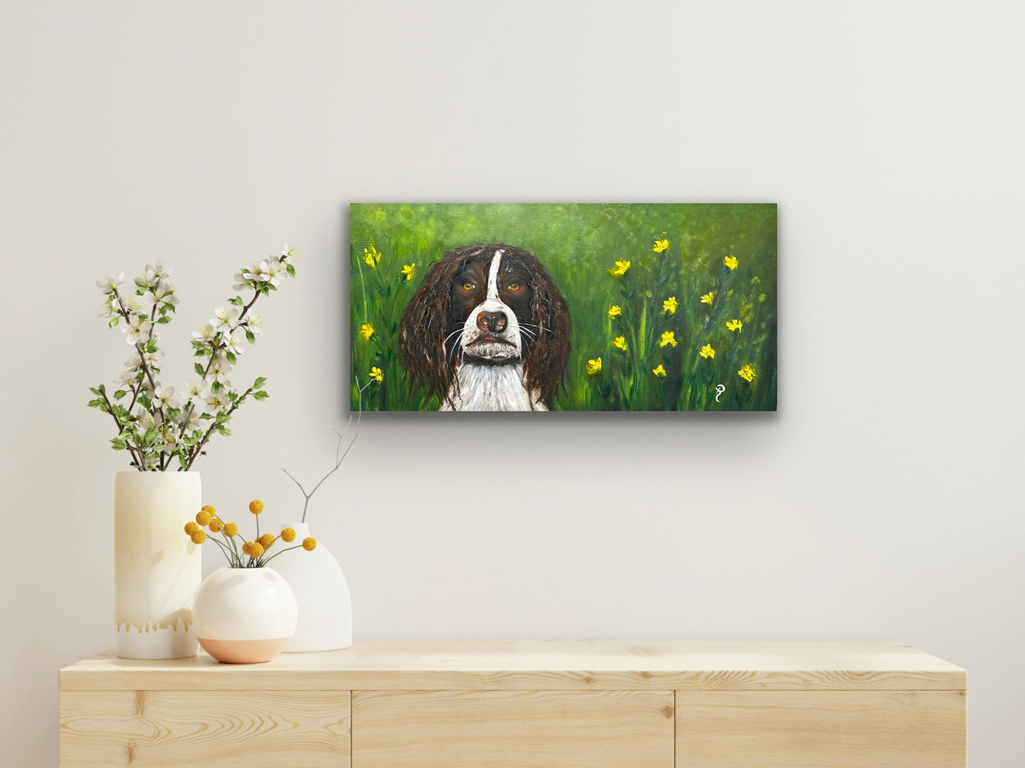 Charlie in the Flowers Oil Painting