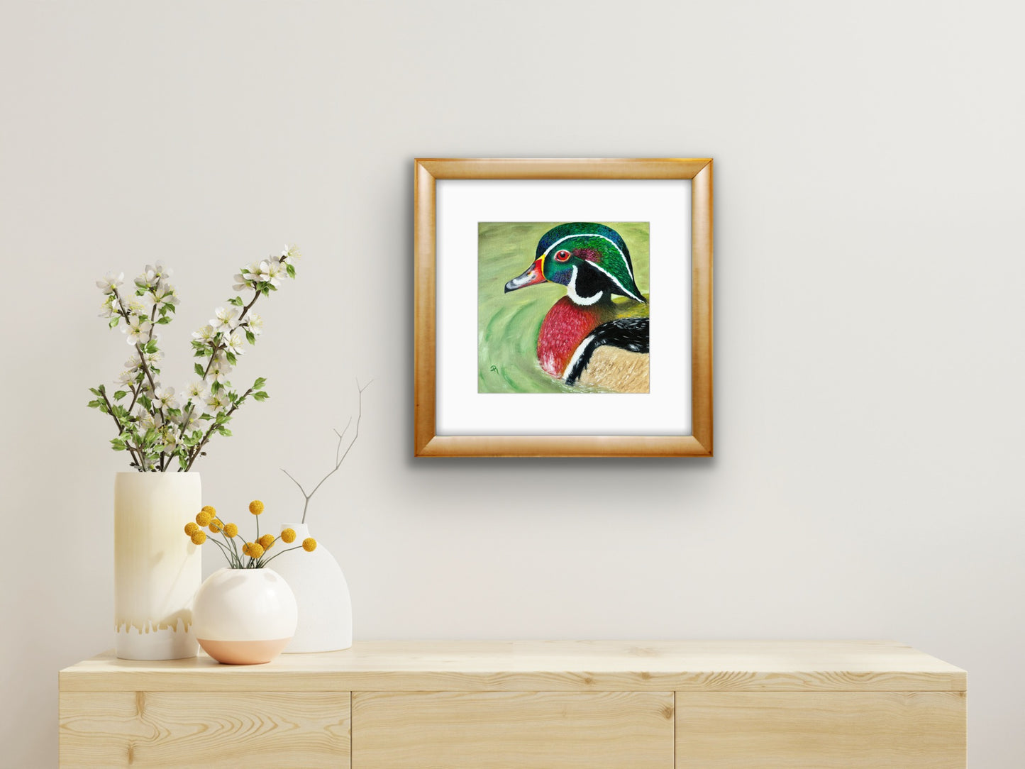 Tranquil Waters: A Wood Duck's Haven Oil Painting