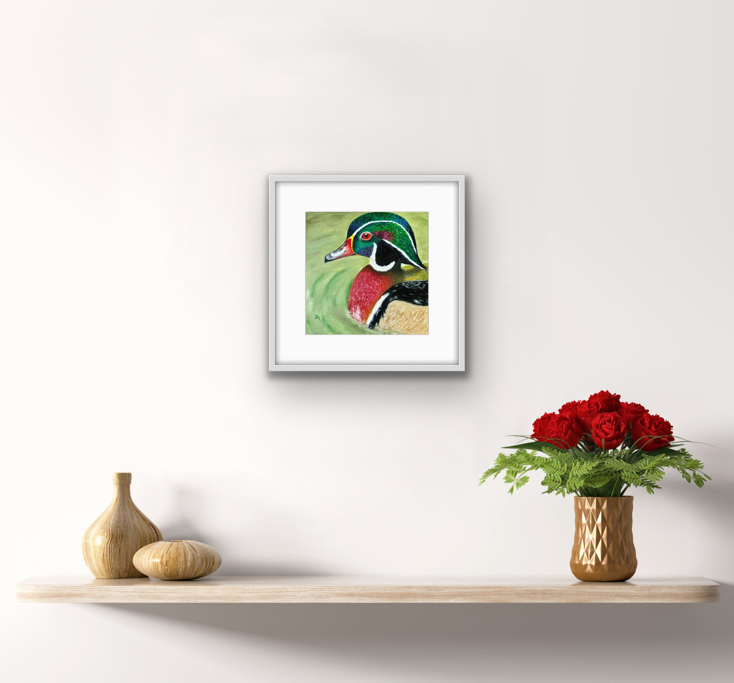 Tranquil Waters: A Wood Duck's Haven Oil Painting