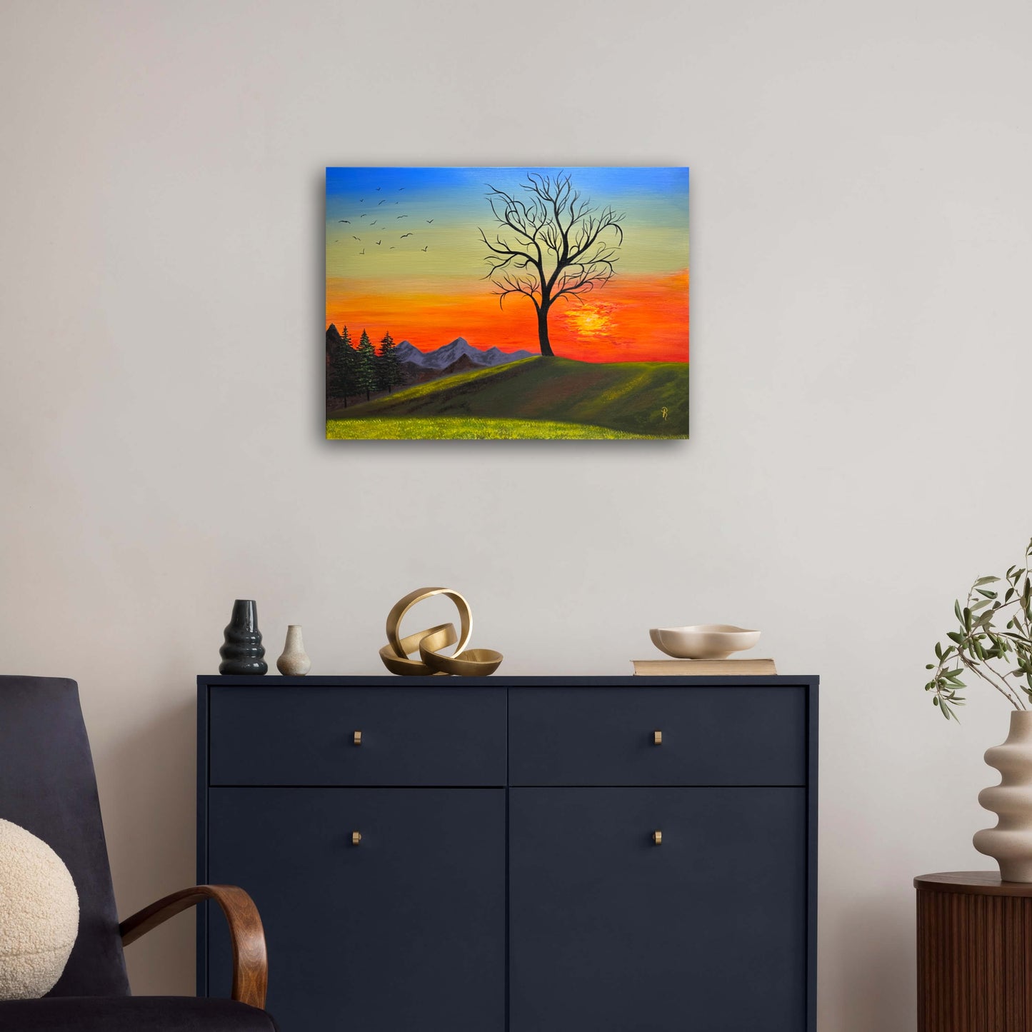 Sunset Solitude Acrylic Painting