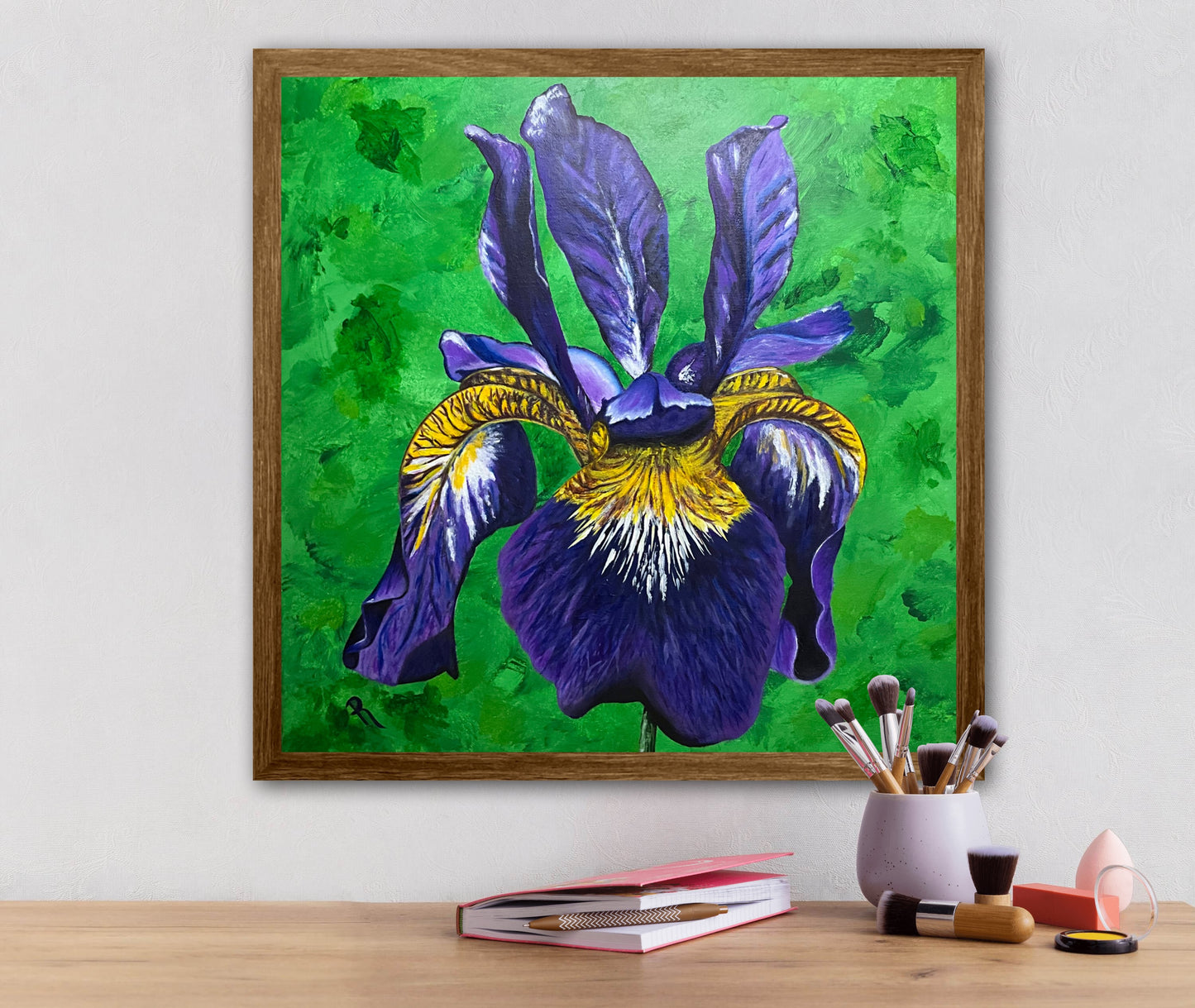 Siberian Iris Flower Acrylic Painting