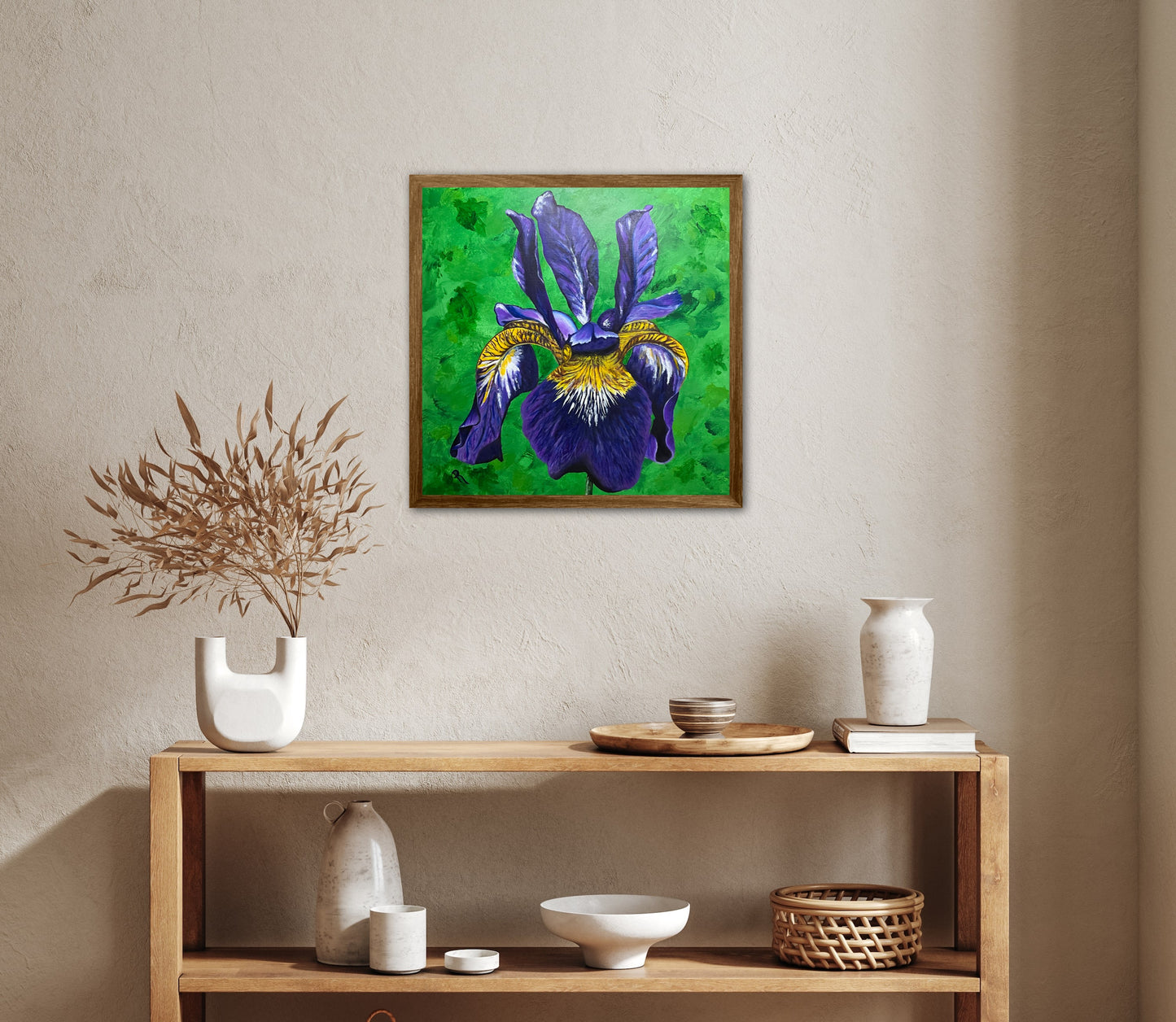 Siberian Iris Flower Acrylic Painting