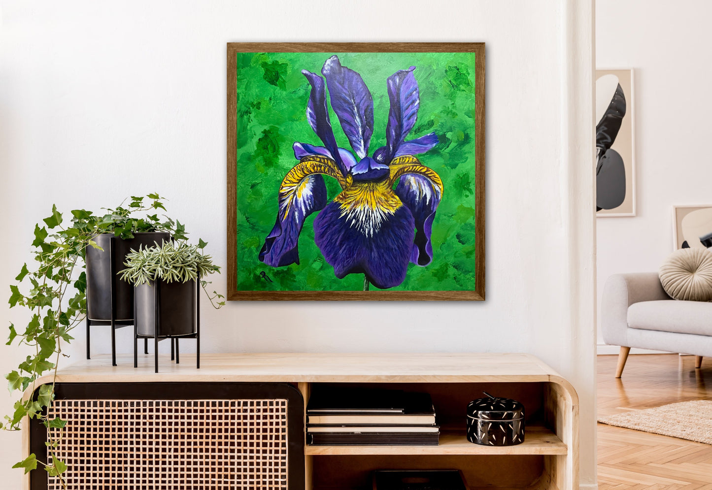 Siberian Iris Flower Acrylic Painting