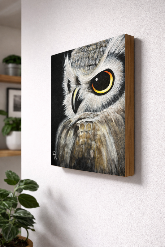 Midnight Owl Art Print on Cradled Wood Panel