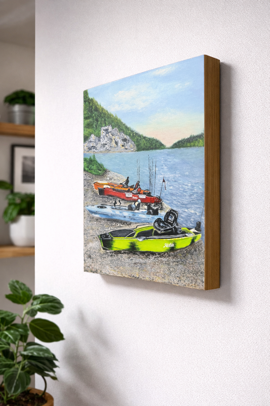 Kegling on the Coosa Art Print on Cradled Wood Panel