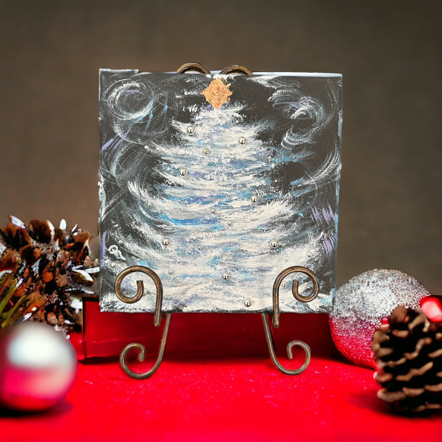 Whimsical Silver Spruce Acrylic Painting