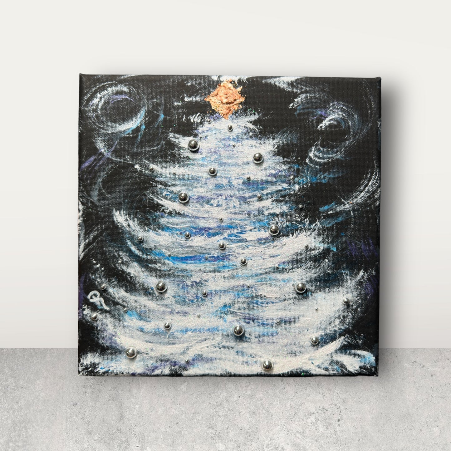 Whimsical Silver Spruce Acrylic Painting