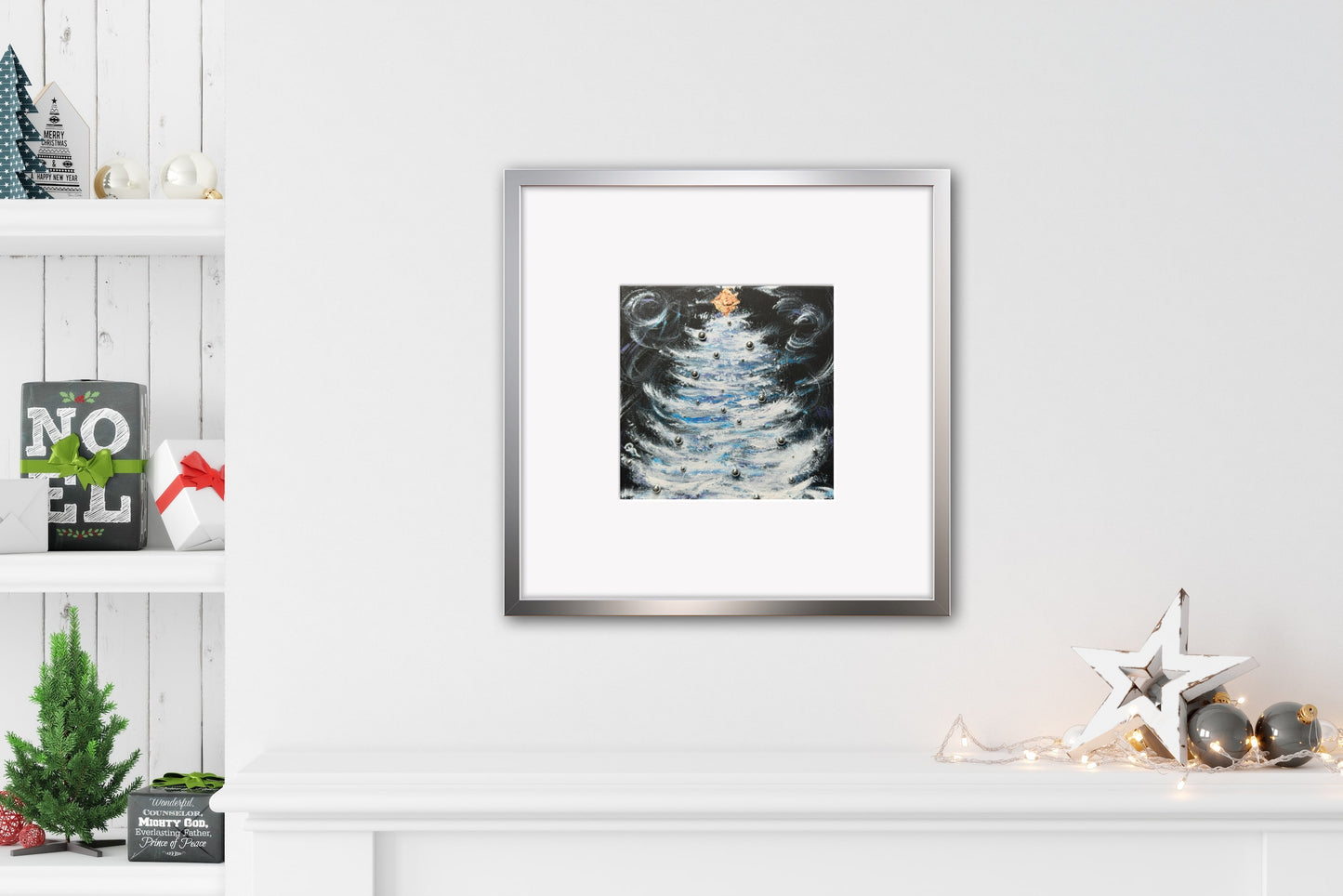 Whimsical Silver Spruce Acrylic Painting