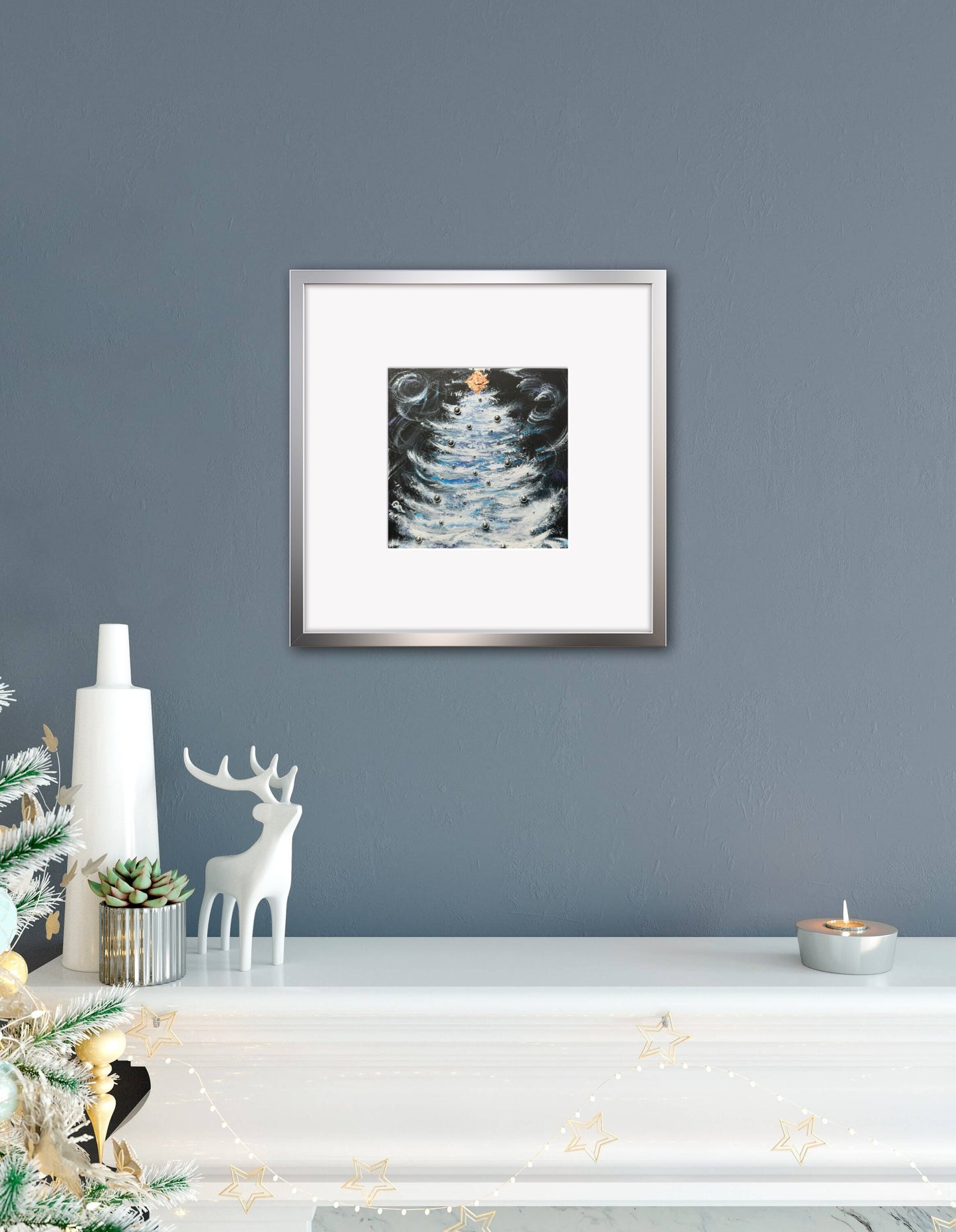 Whimsical Silver Spruce Acrylic Painting