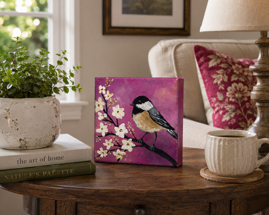 Chickadee Charm Acrylic Painting
